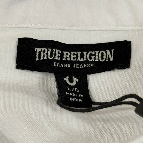 True Religion Western Poplin Shirt Womens Large White Long Sleeve Snap NWT - Picture 3 of 12